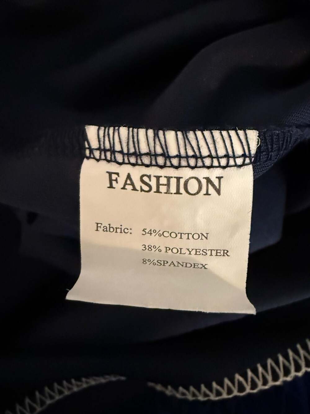 Beaulane Navy Blue Split Neck Contrast Whipstitch Trim Mini Dress with Pockets-S - Picture 6 of 7